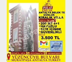 ANTALYA BELEKTE GÜNLÜK KİRALIK 200 m2 4+1 VİLLA 3... ANTALYA BELEKTE GÜNLÜK KİRALIK 200 m2 4+1 VİLLA 3...