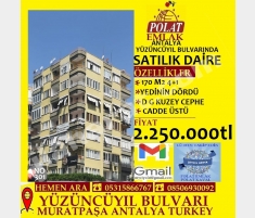 ANTALYA YÜZÜNCÜYIL CADDESİNDE SATILIK 170 M2 4+1 D... ANTALYA YÜZÜNCÜYIL CADDESİNDE SATILIK 170 M2 4+1 D...